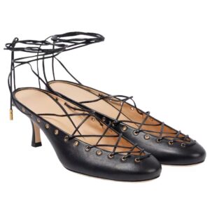 Vintage-style lace-up stiletto sandals